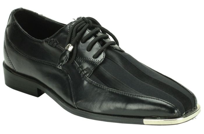 Roberto Chillini Men's Outlet Striped Satin Dress Shoes - Stylish Silver Tip