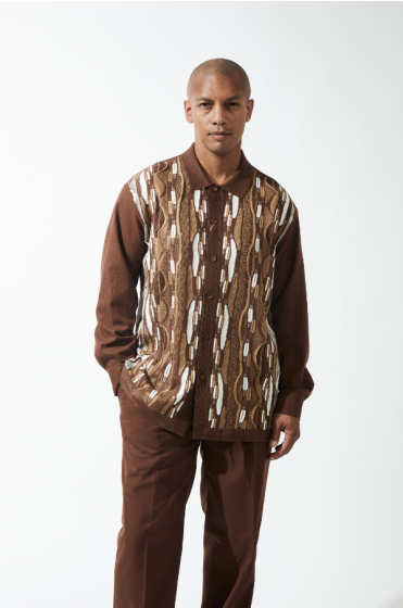 Silversilk Men's 2 Piece Long Sleeve Walking Suit - Abstract Stripe