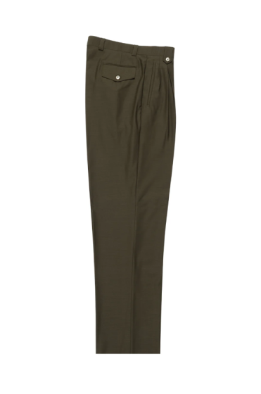 Tiglio Rosso Men's 100% Wool Pants - Wide Leg - Olive