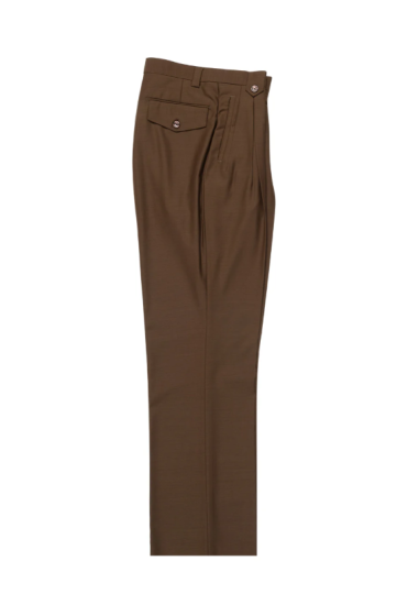 Tiglio Rosso Men's 100% Wool Pants - Wide Leg - Tobacco
