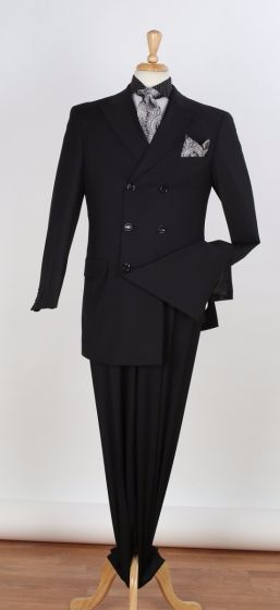Apollo King Men's 2pc Double Breasted Outlet Suit - Wide Peak Lapel