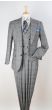 Apollo King Men's 3pc 100% Wool Suit - Zigzag Vest