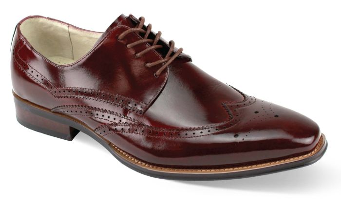 Giovanni Men's Leather Dress Shoe - Winged Tip Perforations