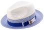 Montique Men's Fashion Straw Fedora Hat - White Accent