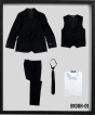 Tazio Boy's 5 Piece Suit with Shirt & Tie - Sharkskin Fabric 
