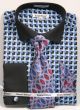 Daniel Ellissa Men's French Cuff Shirt Set - Large Geometric