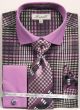 Fratello Men's French Cuff Dress Shirt Set - Geometric Checker