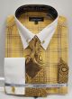 Avanti Uomo Men's French Cuff Collar Bar Dress Shirt Set - Layered Windowpane
