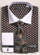 Avanti Uomo Men's Outlet 100% Cotton French Cuff Shirt Set - Polka Dots