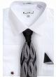 Karl Knox Men's French Cuff Fashion Shirt Set - Printed Tie and Handkerchief