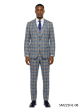 Indigo Plaid Suit for Men Fashion Suits Reversible Vest