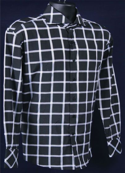 Daniel Ellissa Men's Outlet Fashion Dress Shirt - Windowpane Check
