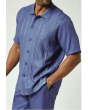 Silversilk Men's 2 Piece Short Sleeve Walking Suit - Textured Stripes