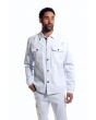 Stacy Adams Men's 2 Piece Long Sleeve Denim Walking Suit - Stitching Design