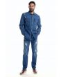 Stacy Adams Men's 2 Piece Long Sleeve Denim Walking Suit - Faux Rips