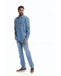 Stacy Adams Men's 2 Piece Long Sleeve Denim Walking Suit - Faux Rips