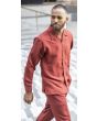 Montique Men's 2 Piece Long Sleeve Walking Suit - Solid Color Stripes