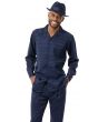 Montique Men's 2 Piece Long Sleeve Walking Suit - Horizontal Stripes
