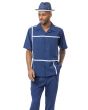 Montique Men's 2 Piece Short Sleeve Walking Suit - Crisp Windowpane