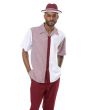 Montique Men's 2 Piece Short Sleeve Walking Suit - Unique Texture