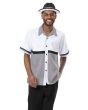 Montique Men's 2 Piece Short Sleeve Walking Suit - Triple Tone Contrast