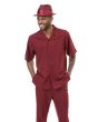Montique Men's 2 Piece Short Sleeve Walking Suit - Textured Solids