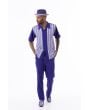Montique Men's 2 Piece Short Sleeve Walking Suit - Triple Stripes