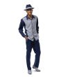 Montique Men's Long Sleeve 2 Piece Walking Suit - Textured Stripes