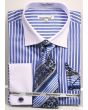 Daniel Ellissa Men's French Cuff Shirt Set - Two Tone Stripe