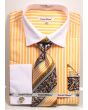 Daniel Ellissa Men's French Cuff Shirt Set - Two Tone Stripe