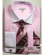 Daniel Ellissa Men's French Cuff Shirt Set - Two Tone Stripe