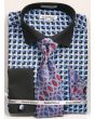 Daniel Ellissa Men's French Cuff Shirt Set - Large Geometric