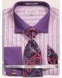 Daniel Ellissa Men's Outlet French Cuff Shirt Set - Colorful Weave Pattern