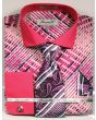 Fratello Men's Outlet French Cuff Dress Shirt Set - Vibrant Weave