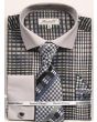 Fratello Men's French Cuff Dress Shirt Set - Geometric Checker