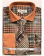 Fratello Men's French Cuff Dress Shirt Set - Geometric Checker