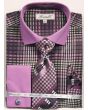 Fratello Men's French Cuff Dress Shirt Set - Geometric Checker