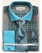 Fratello Men's French Cuff Dress Shirt Set - Geometric Checker