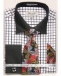 Fratello Men's French Cuff Dress Shirt Set - Two Tone Checker