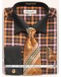 Fratello Men's French Cuff Dress Shirt Set - Vibrant Checker