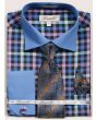 Fratello Men's French Cuff Dress Shirt Set - Vibrant Checker