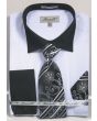 Fratello Men's French Cuff Dress Shirt Set - Textured Two Tone