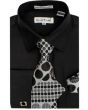 Karl Knox Men's French Cuff Shirt Set - Polka Dot Stripes