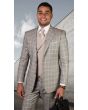 Statement Men's 3 Piece 100% Wool Fashion Suit - Soft Windowpane Plaid