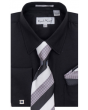 Karl Knox Men's French Cuff Shirt Set - Smooth Triple Stripe