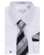 Karl Knox Men's French Cuff Shirt Set - Smooth Triple Stripe