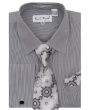 Karl Knox Men's French Cuff Shirt Set - Thin Stripes