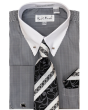 Karl Knox Men's French Cuff Shirt Set - Patterned Stripes