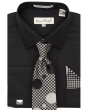 Karl Knox Men's French Cuff Shirt Set - Checker-Dot Tie