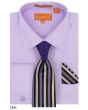 Karl Knox Men's French Cuff Shirt Set - Bold Striped Tie